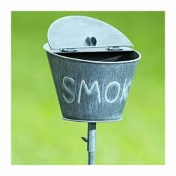 Cendrier De Jardin Sur Pied "Smoke " En Métal Gris