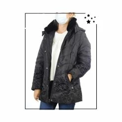 Manteau Noir Fleuri