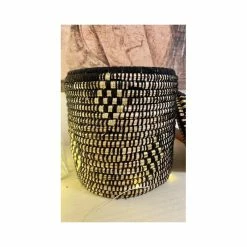 Panier Berbère Noir Et Or -Épicerie Soldes Boutique panier berbere noir et or 2