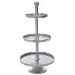 Plateau 3 Niveaux Rond Aluminium Mat Argent