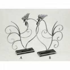 Statuette Silhouette Coq En Métal Argenté 36 Cm SHADOW